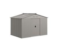 Outsunny Abri de jardin 5,4 m² – Cabanon double porte coulissante – Fondation incluse – Gris