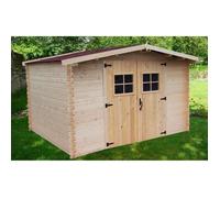 Abri de jardin 9,58m² en bois massif - Toiture en plaques ondulées