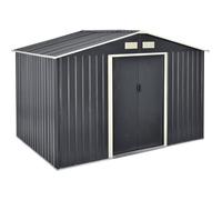 Abri de Jardin 9 m³ Robuste Cabane de Stockage Extérieur Cabane à Outils Toit à Pignon Tôles en Acier Galvanisées Gris Foncé