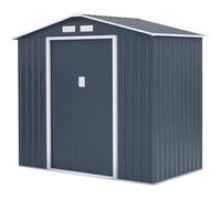 Abri de jardin en métal 2,71 m² - 213 x 127 x 195 cm - PLUTON - Kit d'ancrage inclus, 2 portes coulissantes - Gris