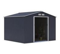 Generique Abri de jardin en métal MERCURE 7,06 m² 277x255x202 cm Kit d'ancrage 2 portes Gris