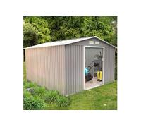 CONCEPT USINE - Abri de Jardin 10.85 m² Sancy Gris - Cabane Extérieur en Metal - Atelier Rangement Outils et Vélos en Acier Anti-Corrosion - Spacieux, Solide, Durable et sans Entretien