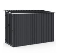 IDMarket – Abri de jardin adossé 3 m² gris en acier galvanisé avec base et double porte latérale