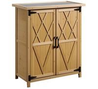 Abri de jardin armoire de jardin - Outsunny - 3 étagères 2 portes toit en tôle galvanisé bois sapin - 75 x 40 x 90 cm - jaune