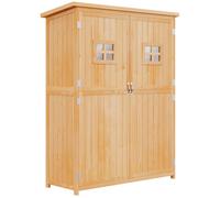 Abri de jardin armoire de jardin remise pour outils sur pied dim. 128L x 50l x 164H cm 2 étagères 2 portes 2 fenêtres toit bitumé étanche bois massif