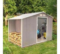 Abri De Jardin Avec Abri Bûches 6,53 M² En Acier Gris Ventoux Gris