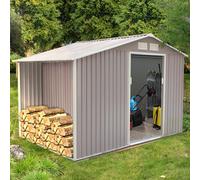 Abri De Jardin Avec Abri Bûches 8,72 M² En Acier Gris Ventoux Gris