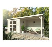 Abri de jardin avec pergola Olivia 1 - WHITE WOOD - Ep.19mm - 10m² - Bois naturel