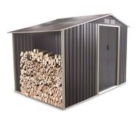 Abri de jardin avec Range bûches - GARDIUN - Toronto - Métal galvanisé - Gris anthracite
