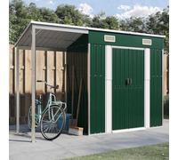 Abri de Jardin avec Toit en appentis, Vert, 277 x 107 x 181 cm, Acier, abri à Outils, cabane avec Toit surélevé, abri extérieur pour Bois de Chauffage et Outils de Jardin