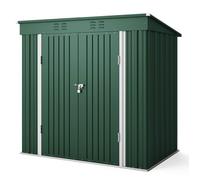Abri de Jardin - Bealife - Métal - 2,3 ㎡ - Cadenas - Acier Galvanisé - Cabanon Vert - Mono-Pente - 2 Portes - Grille d'aération