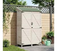 Abri de jardin blanc 106 x 56 x 176,5 cm | Bois de sapin massif, toit imperméable, porte à soufflet, pour outils extérieurs