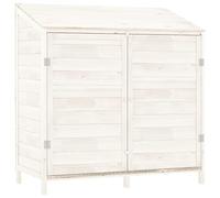 Abri de jardin, blanc, en bois de sapin massif, 102 x 52 x 112 cm, résistant aux intempéries, avec beaucoup d'espace de rangement pour le rangement des outils et une utilisation extérieure sur la