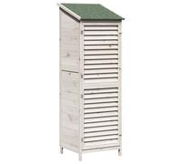 Abri de jardin blanc en bois de sapin massif avec toit | Porte à soufflet, ventilation intérieure, grand espace, montage facile, résistant à la pluie et au soleil