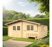 Abri de jardin bois 5x4m 20m2 épaisseur 42mm + DOUBLE VITRAGE