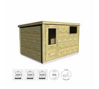 Abri de jardin bois de sapin 10,15m² traité autoclave Ep.27mm