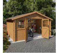 Abri de jardin bois Ourano 11.87 m² traité autoclave teinte marron