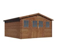 Abri de jardin bois traité autoclave marron ""Lormont"" - 21,2 m² - 28 mm