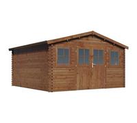Abri de jardin bois traité autoclave marron "Lormont" - 21,2 m² - 28 mm