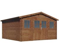 Abri de jardin bois traité autoclave marron "Lormont" - 21,2 m² - 28 mm