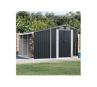 vidaXL Abri de jardin – Cabane à outils avec poignées, toit incliné – Anthracite 277x279x179 cm