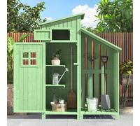 Abri de jardin & cabane à outils, idéal pour les petits jardins, stable, étanche, 124x46x174 cm, vert