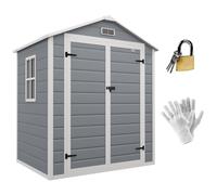 Abri De Jardin Cabanon 2,12 M² - 2 Portes, Fenêtre, Aération, Toit Double Pente - Résine Pp Gris