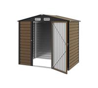 Abri de jardin cabanon dim. 190L x 131l x 188H cm porte verrouillable ventilations tôle acier ondulé marron