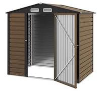 Abri De Jardin Cabanon Dim. 190l X 131l X 188h Cm Porte Verrouillable Ventilations Tôle Acier Ondulé Marron