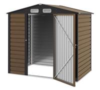 Abri De Jardin Cabanon Dim. 190l X 131l X 188h Cm Porte Verrouillable Ventilations Tôle Acier Ondulé Marron