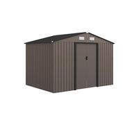 Abri de jardin - cabanon double porte coulissante, fondation incluse - 277 x 191 x 192 cm - tôle d'acier ondulée gris taupe