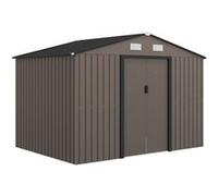 Abri de jardin - cabanon double porte coulissante, fondation incluse - 277 x 191 x 192 cm - tôle d'acier ondulée gris taupe