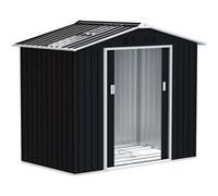 Abri de jardin - Outsunny - 2,77 m², 213 x 130 x 185 cm - fondation, porte coulissante 4 aérations et lucarne - gris foncé