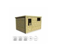 Abri de jardin contemporain 3.3 x 2.5m traité autoclave classe 3. Chamrousse en bois de 10.15m². structure en bois sylvestre