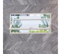 Abri de jardin coulissant encastré et fenêtre de sous-sol avec verre trempé et poignée rotative à 360° incluse, idéal pour cabane, garage, salon (blanc 90 x 30 cm)