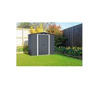 Duramax ECO 6 x 4 (2.47 m2) Abri de jardin en métal, Abri de stockage en métal galvanisé à chaud, Abri de stockage d'outils, Structure de toit robuste et renforcée, Anthracite