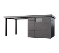 Abri de Jardin ELEGANTO 2424 lounge L ouvert G - Façade L.238 x l.238 cm - lounge L 284 x l 258 cm - 5,7 m² et 6,8 m²