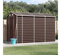 Abri de jardin en acier galvanisé 191 x 300 x 198 cm avec toit incliné et 4 ouvertures d'aération, abri en métal robuste pour un grand espace de rangement en plein air, poignées pratiques