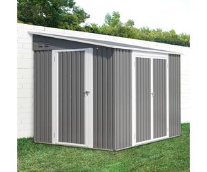 Abri de jardin en acier galvanisé avec double porte et porte latérale, résistant aux intempéries, avec kit de sol et serrure verrouillable, environ 262 x 180 x 201 cm