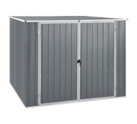 Abri De Jardin En Acier Galvanisé Gris Avec Toit Incliné & Portes Doubles 195x198x159 Cm Gris