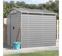 Abri de jardin en acier galvanisé gris clair 191 x 215 x 198 cm avec toit incliné et 4 ouvertures d'aération, abri en métal robuste pour un grand espace de rangement en plein air