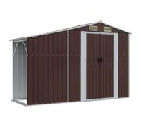 Abri de jardin en acier galvanisé marron 277 x 93 x 179 cm | Avec bûches, double ventilation, toit incliné, rangement extérieur