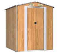 Abri de jardin en acier galvanisé Marron clair 192 x 191 x 223 cm | Durable, résistant aux intempéries, doubles portes coulissantes, ouvertures d'aération, pour outils et outils de jardin