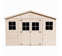 Abri de jardin en bois 12 m² TIMBELA - 418 x 318 cm - Ep. 17 mm - Construction de Panneaux - Plancher inclus - M331+M331G
