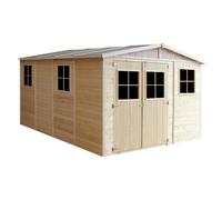 ABRI de Jardin en Bois Exterieur avec Les PLANCHERS IMPRÉGNÉ - en Pin/épicéa- H226x324x416 cm/12 m²- Construction de Panneaux- Rangement pour vélos, Remise à Outils- TIMBELA M336+M336G