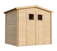 Abri de Jardin en Bois 4,33 m², Cabane de Jardin Extérieur 19 mm épaisseur de Paroi, Cabanon à Outils et Vélo avec Sol Traité et Fenêtres, TIMBELA M369+M369G