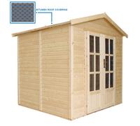 Abri de jardin en bois 4 m2 - H233 x 233 x 222 cm - Grand abri de jardin multifonctionnel - Abri de jardin en bois - Bardeaux bitumineux gris - TIMBELA M351FB+H351FBGREY