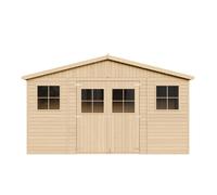 Abri de jardin en bois 8 m² TIMBELA - 418x220 cm - Plancher inclus - Ep.19mm - Construction de Panneaux - M332+M332G