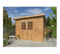 Abri de jardin en bois Alice - PALMAKO - Ep.28 mm - 4.7 m² - 296x200 cm - Bois traité autoclave marron