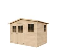 Abri de Jardin en Bois Exterieur avec Les PLANCHERS IMPRÉGNÉ- Cabane de Jardin en Pin/épicéa-H226x324x216 cm/6m2- Construction de Panneaux- Rangement pour vélos, Remise à Outils- Timbela M334+M334G